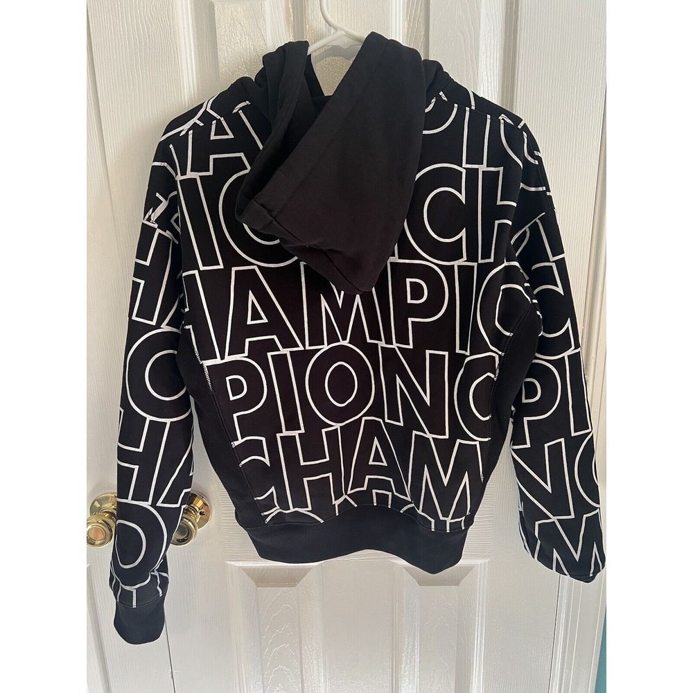 Champion Reverse Weave All Over Print Womens Medium Black and White Hoodie - Picture 2 of 4